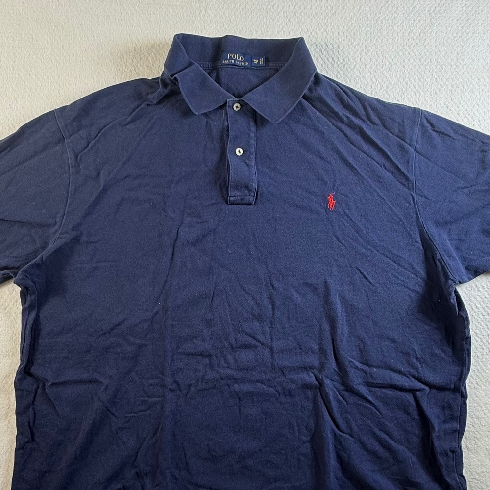Polo Ralph Lauren Polo Shirt Mens 3XB Big Pique Short Sleeve Navy Blue Pullover